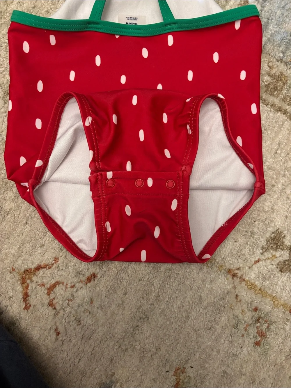 Old Navy Red One-Piece Swimsuit with Green Trim